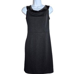 VTG Paraphrase Y2K 90's Black Jeweled Neck Sheath Dress Sz L Sleeveless Stretch